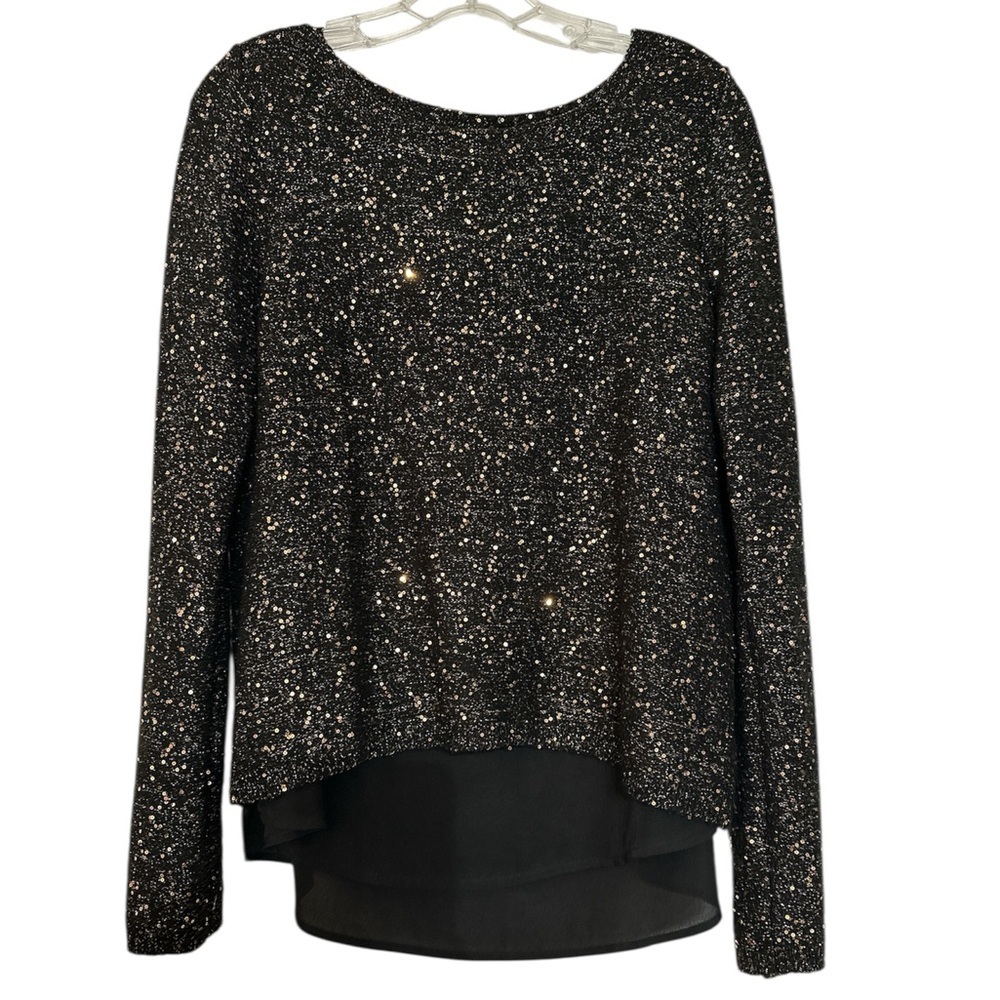 OASIS Pullover Sequins Special Occassions Casual Black Medium Long Sleeves Top